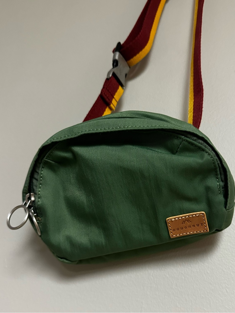 Doughnut Forest Green Crossbody Bag with Striped Adjustable Strap